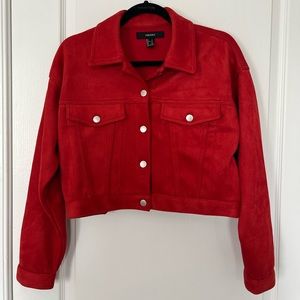 Red suede Forever 21 jacket in a size small for sale